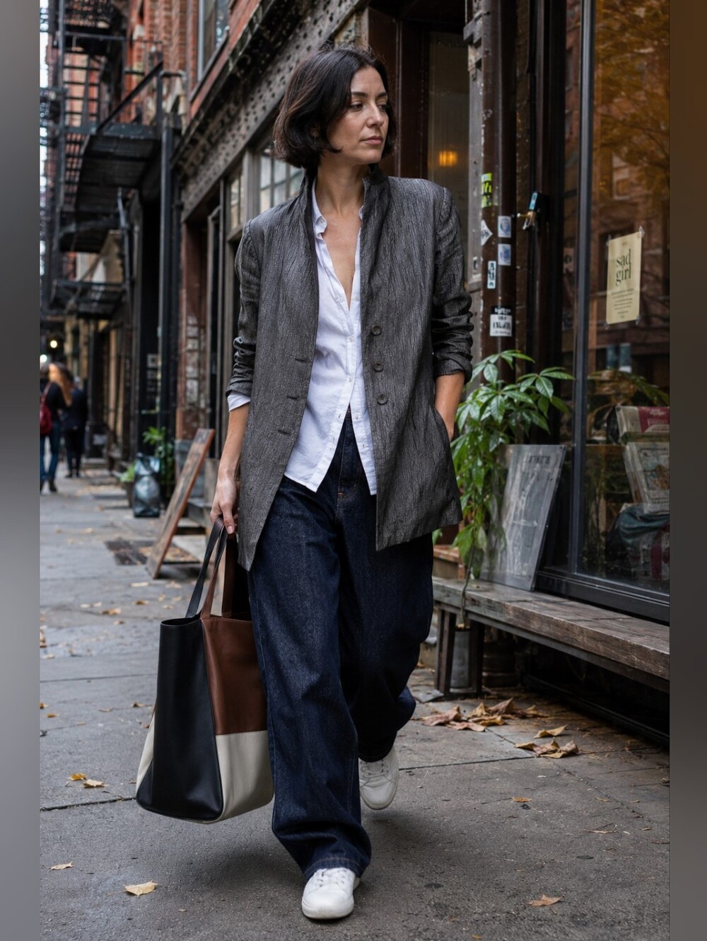 Vintage Eileen Fischer Grey Silk Blazer, Size Small